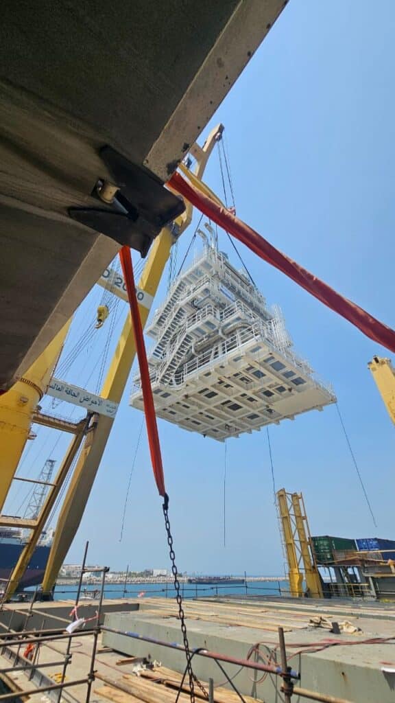 FPSO module lifted in the air